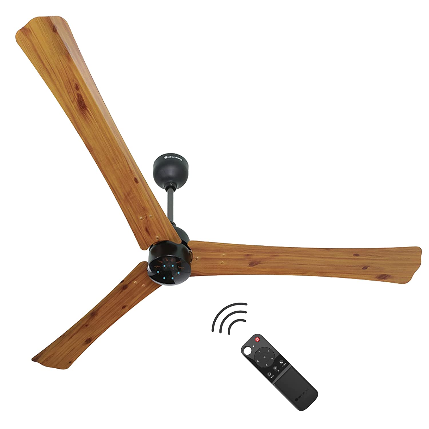 Atomberg Renesa+ 56" 35 Watt BLDC motor Energy Saving Anti-Dust Speed Indicator Light  Ceiling Fan with Remote Control (Golden OakWood) Pack  AT-102