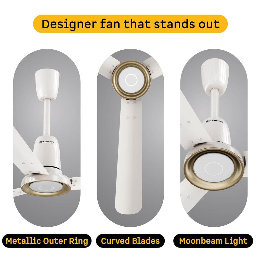 Atomberg Studio Nexus Smart 1400mm BLDC Ceiling Fan with IoT & Remote Control (Pearl White)| AT-149