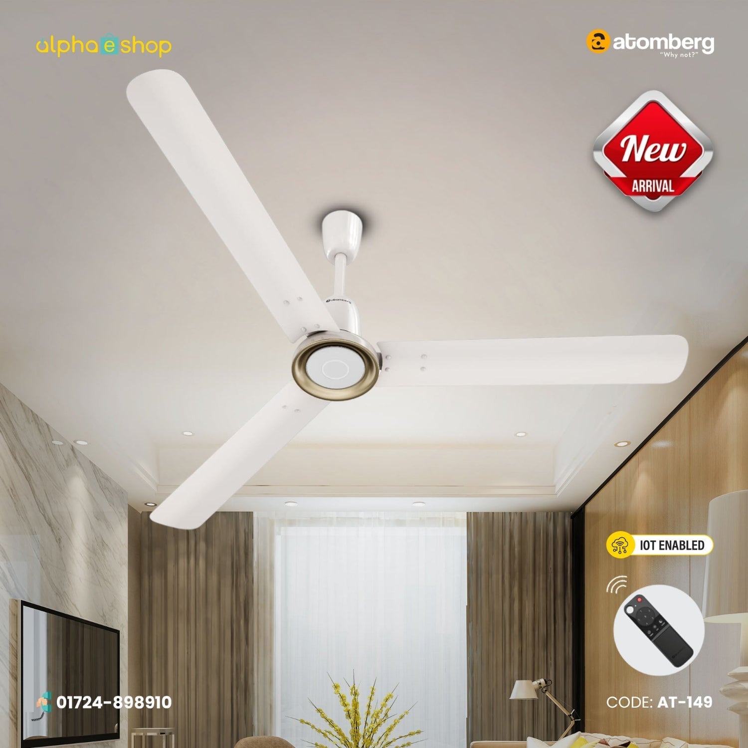 Atomberg Studio Nexus Smart 1400mm BLDC Ceiling Fan with IoT & Remote Control (Pearl White)| AT-149