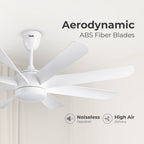 Qulik Helix UL 60"- Modern Decorative Silent ABS Blade Under light with Remote Ceiling Fan (White) Q-6522-W