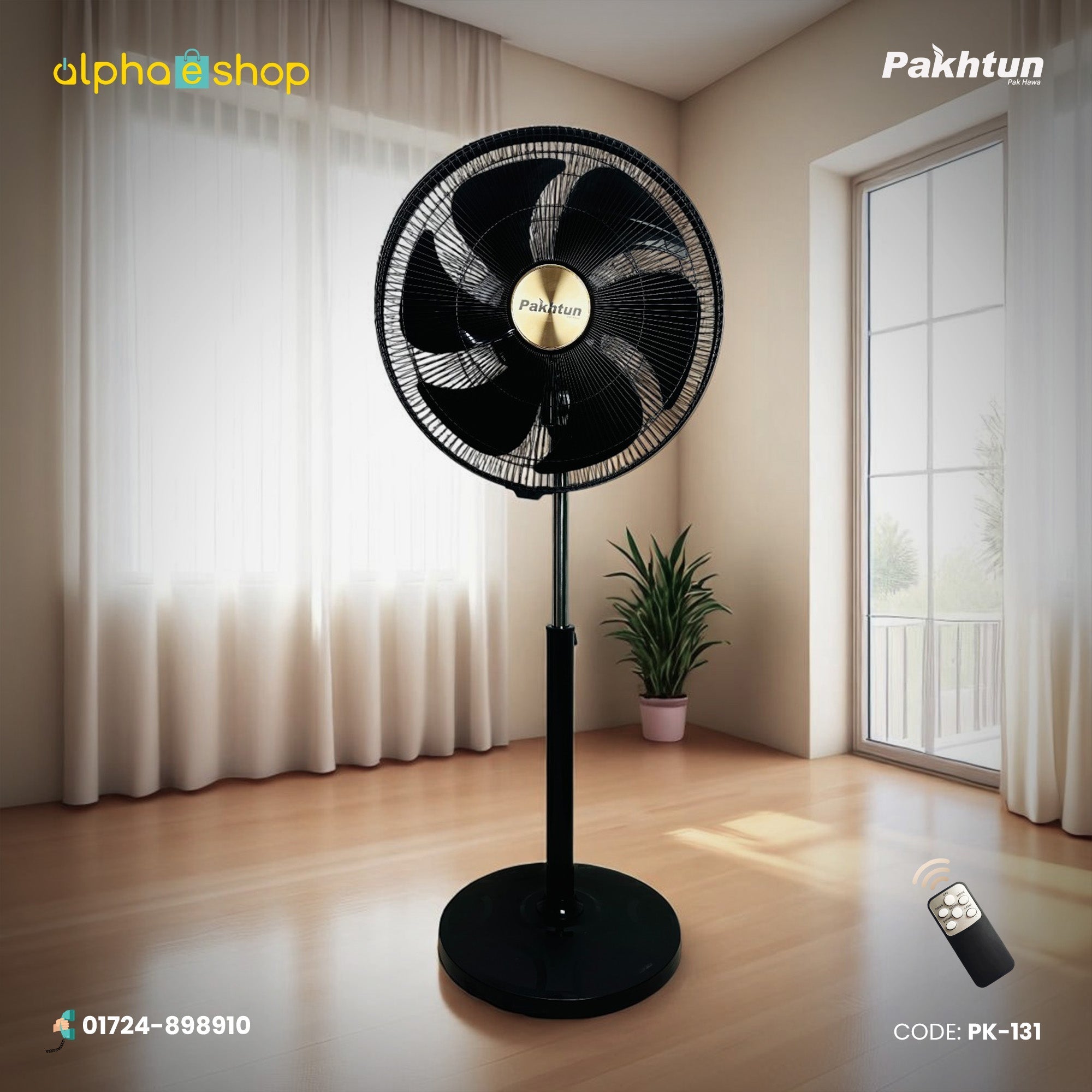 Pakhtun Tezra-450-PP-B 18-Inch-High Speed Remote Control Stand Fan (Black) | PK-131