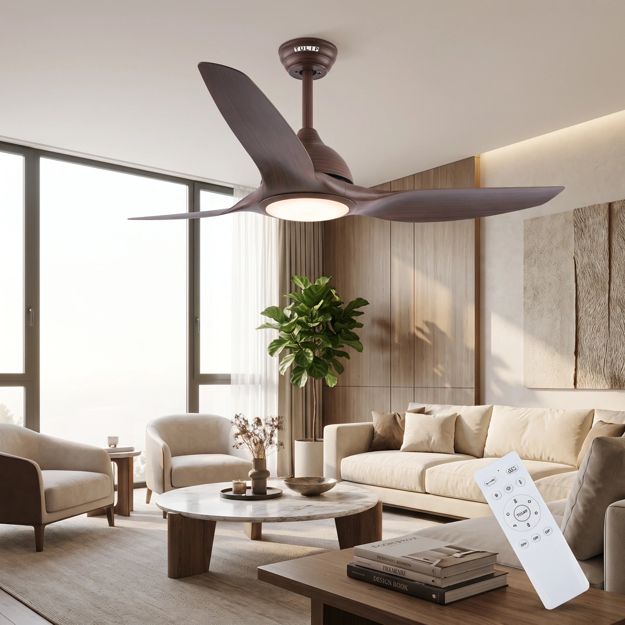 Aero Wood UL 52" BLDC Motor 3 Blade WiFi Remote Control LED Ceiling Fan