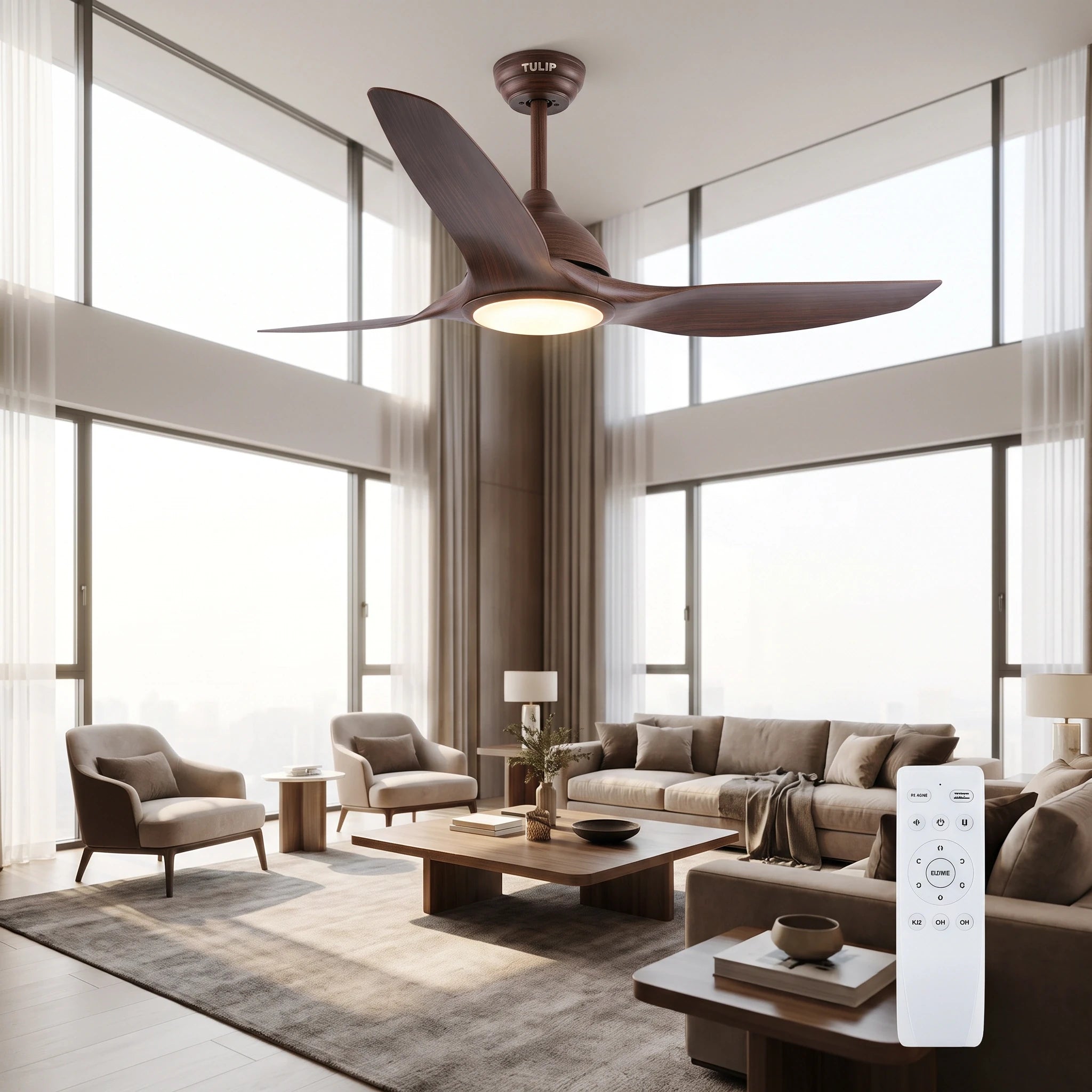 Aero Wood UL 52" BLDC Motor 3 Blade WiFi Remote Control LED Ceiling Fan
