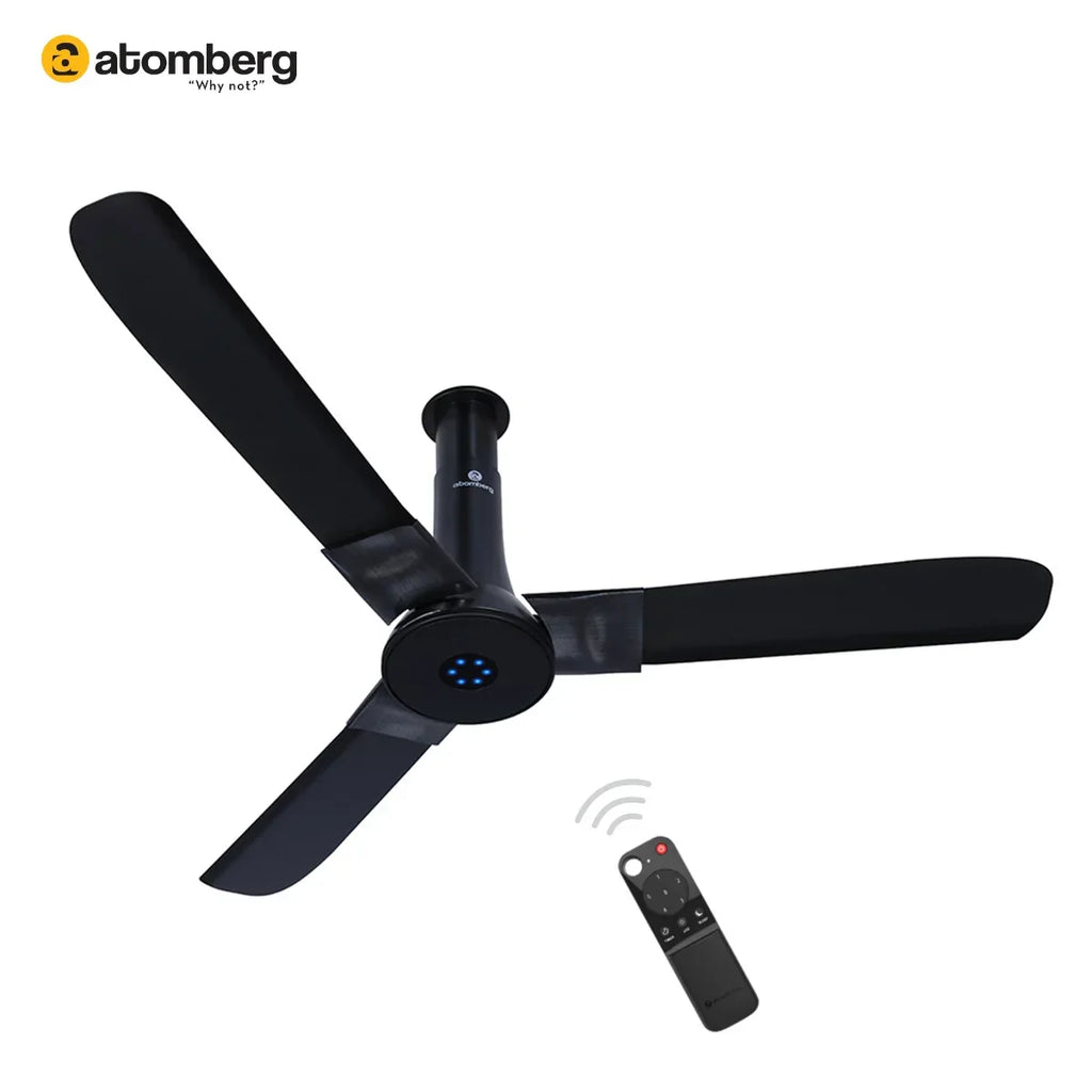 Atomberg Studio+ 48" 35W BLDC motor Energy Saving Anti-Dust Speed Indicator Light Ceiling Fan with Remote Control  (Black)  AT-137