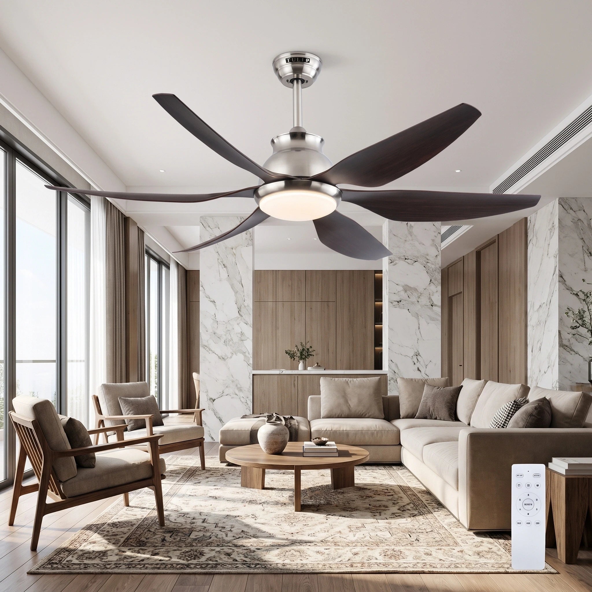 Riviera Curve 54" BLDC Motor 6 Blade Remote Control LED Ceiling Fan