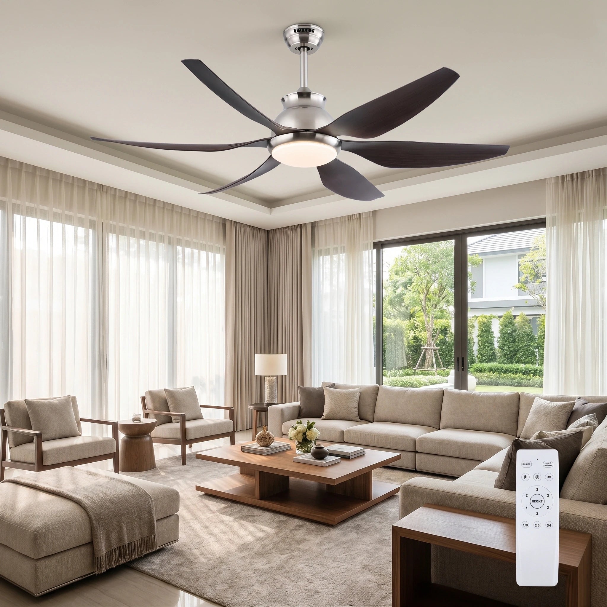 Riviera Curve 54" BLDC Motor 6 Blade Remote Control LED Ceiling Fan
