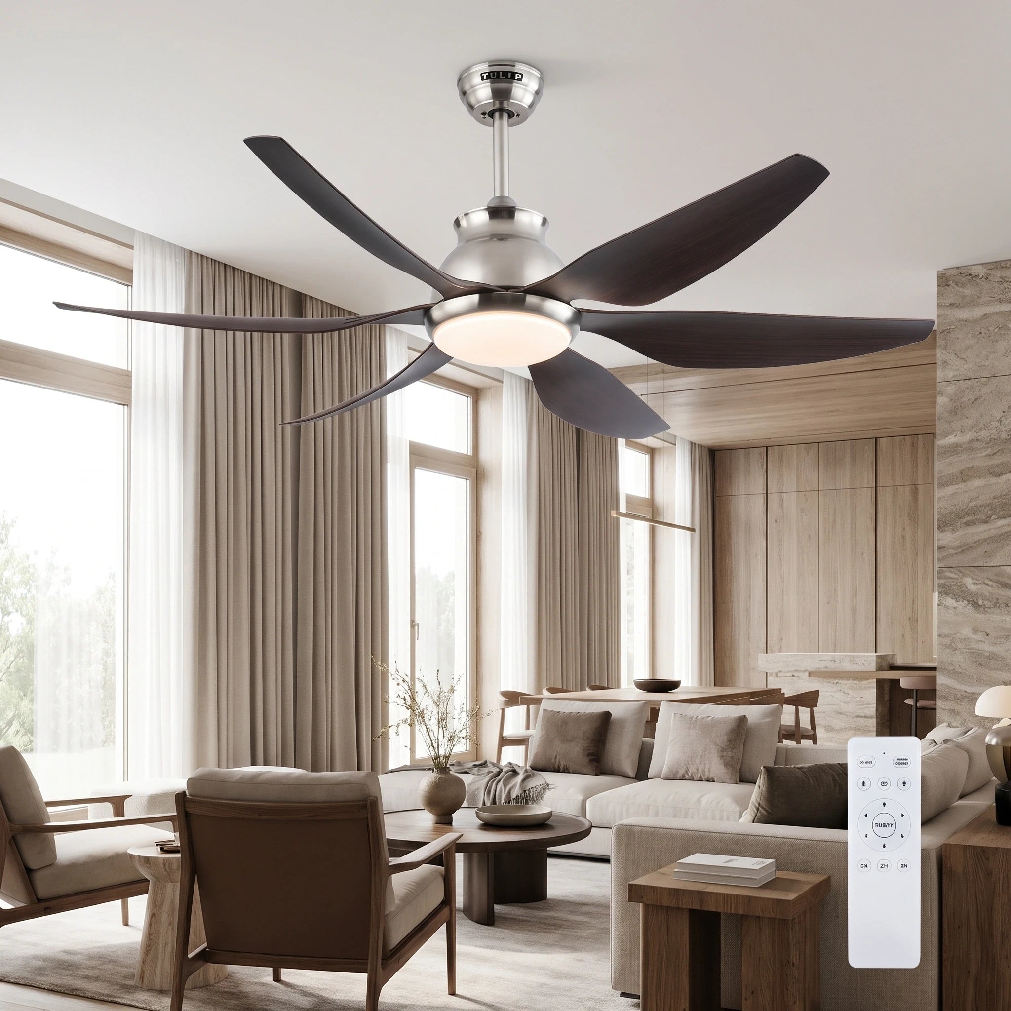Riviera Curve 54" BLDC Motor 6 Blade Remote Control LED Ceiling Fan