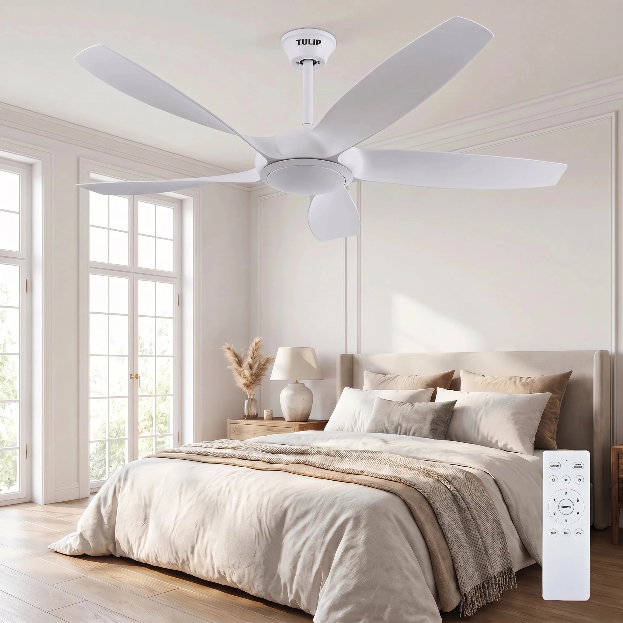 Rose Wave 56" BLDC Motor 5 Blade Remote Control White Ceiling Fan