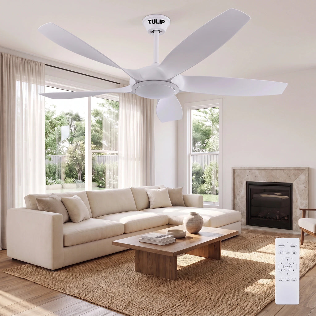 Rose Wave 56" BLDC Motor 5 Blade Remote Control White Ceiling Fan