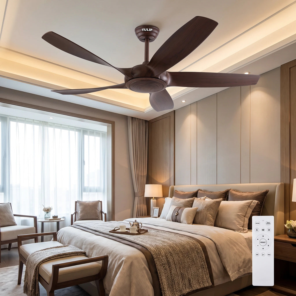 Rose Wave 56" BLDC Motor 5 Blade Remote Control Wooden Ceiling Fan in BD