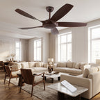 Rose Wave 56" BLDC Motor 5 Blade Remote Control Wooden Ceiling Fan in BD